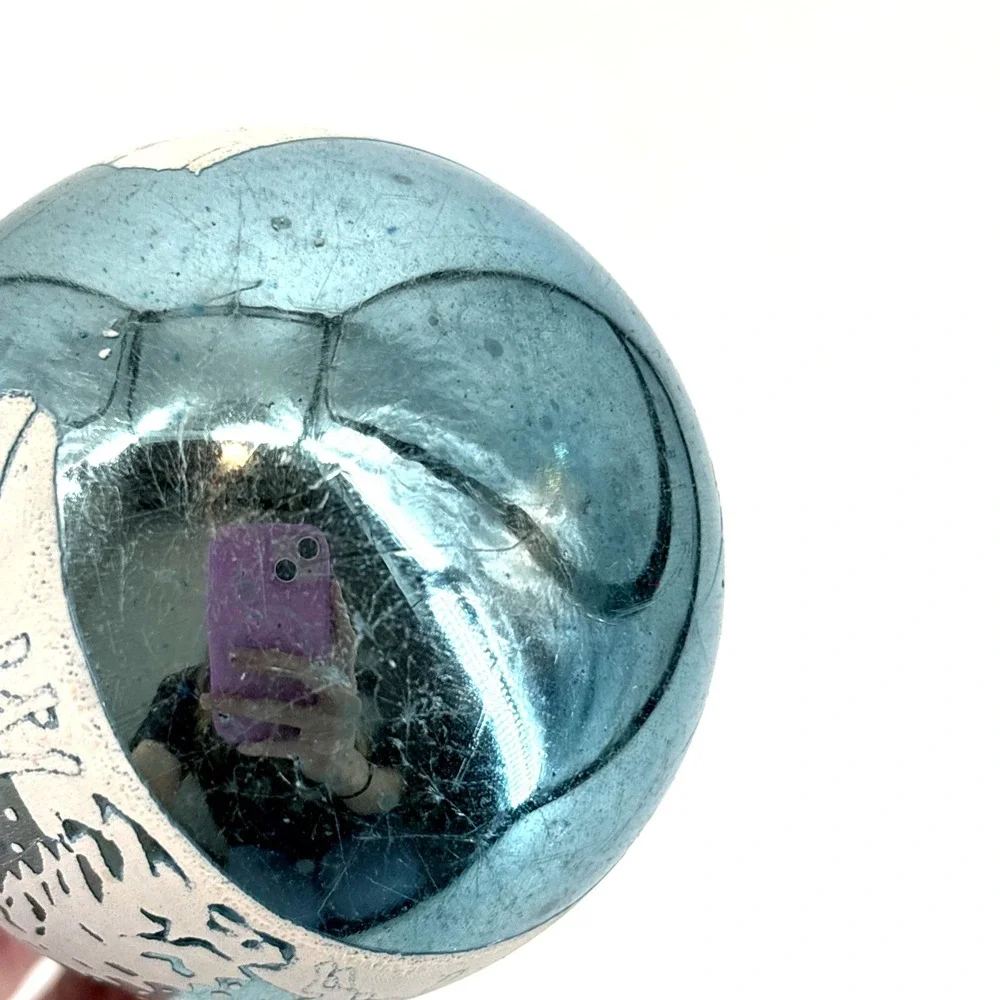 Vintage SHINY BRITE Christmas Ornament Winter Wonderland Deer‎ Trees RARE COLOR